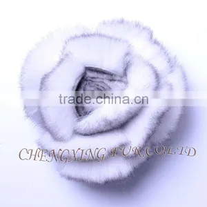 CX-A-38 Genuine Rex Rabbit Fur Hand-made Flower Brooch Pin thumbnail-1