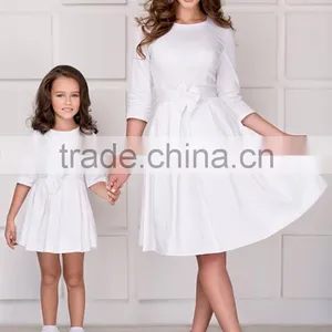 Highe Quality Mother Daughter Matching Dress White Occasion Dresses For Mommy And Me thumbnail-4