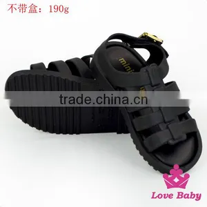Fancy Kids Plain Black Soft Silicone Gladiator Wear Resistant Baby Boy Summer Flattie Casual Snadals Shoes thumbnail-1