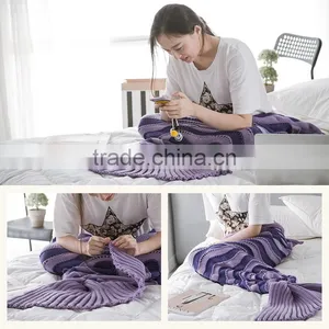 Customized High Quality Ladies Striped Hollow Mermaid Tail Blankets thumbnail-2
