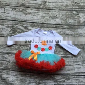 Baby Girls Christmas Tutu Romper Infant Girls Snowman Tutu Romper With Chiffon Tutu Romper Infant Toddler Girls Outfits thumbnail-1
