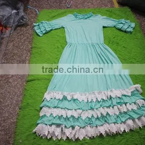 Girl Mint Green Party Dresses Child Cotton Frocks Design Children Ruffle Matching Dresses Toddler Girl Clothing Family thumbnail-1