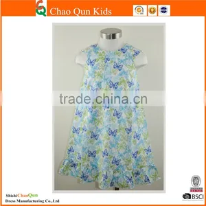 2017 Lastest Frock Design Wedding Children Dress With Butterfly Printed thumbnail-1
