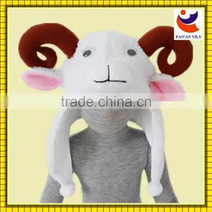 Factory Design Lovely White Sheep Style Polar Fleece Material Plush Animal Head Hat for Kids thumbnail-1