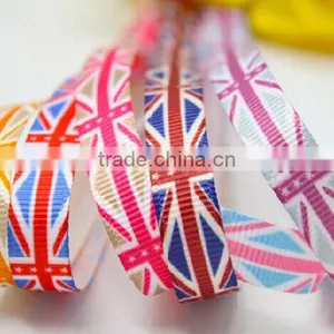 Hi-ana Ribbon 166 Manufacture Wholesale UK Flag Printed Ribbon,stripe Printed Grosgrain Ribbon thumbnail-1