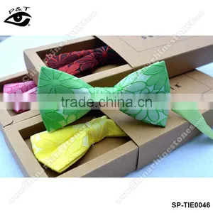 9 Colors 12x6 CM Flower Embroideried Jacquard Party Bow Tie Silk Bowtie for Men thumbnail-1