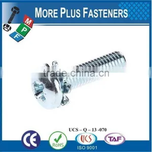Made in Taiwan Black Head Trim Bright Zinc Plated Stainless Steel Philips Pan Head SEMS Screw thumbnail-3