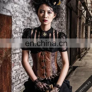 Steampunk Gothic Blouse With Jabot and Octopus Brooch thumbnail-6