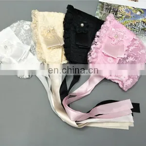 Little Princess Lace Cap Lace Silk Ribbon Adjustable Cap Hat Embroidery Flower thumbnail-2
