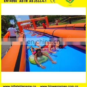 Hot Sales 300m Long Orange and Bule Color Inflatable Urban Water Slide for Summer Fun thumbnail-2