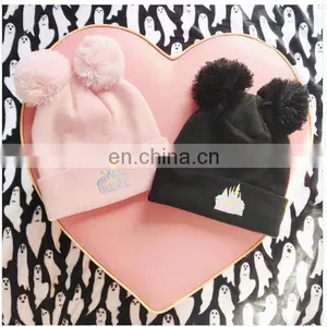 Custom Knit Weave Figure Baby Beanie With Pom Pom thumbnail-1