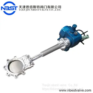 DN100 Flanged Type Bi-directional Knife Gate Valve With Electric Actuator thumbnail-1