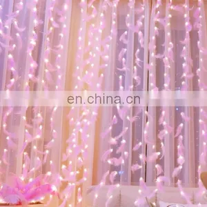 Solar Led Safety Holiday Curtain Feather String Lighting Remote Control Home Christmas Indoor Outdoor Decoration Fairy Light thumbnail-3