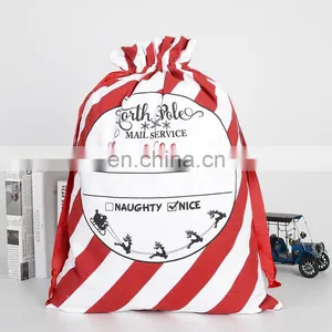 Eco Friendly Christmas Gift Canvas Cotton Bags For Christmas Tree Storage Candy Bag OEM Customized With Drawstring thumbnail-4