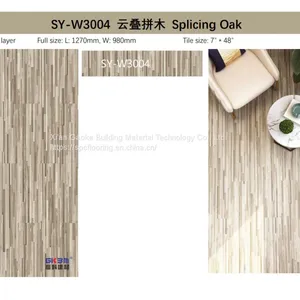 GKBM SY-W3004 Eco-Friendly Waterproof Fireproof E0 Formaldehyde Splicing Oak Stone Composite Click SPC Flooring thumbnail-3