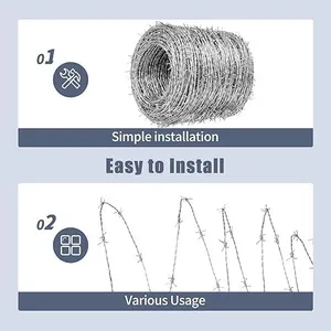 Factory Customized 2mm Diameter Galvanized Barbed Wire Fence Coated Steel PVC for Security for Grassland Roll Type thumbnail-3