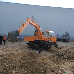 Tracked Excavator Mounted on Truck for River Channel Dredging, Gecko Tracked Excavator, Self-dumping Excavator Mounted on Truck thumbnail-1