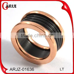 Rose Gold Ring Napkin Rings Women Black Ceramic Rings Stainless Steel thumbnail-1