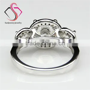 Round Cut 3-stone Halo Moissanite 2CT 8.0mm Center 14k 18k White Yellow Gold Diamond Wedding Engagement Ring thumbnail-2