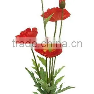 72cmH Artificial Poppy With 3 Flowers and 2 Buds, Poppy Flower thumbnail-1