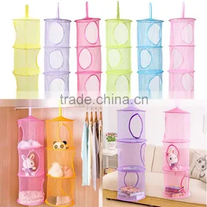 3 Shelf Layer Hanging Storage Basket Bags Net Kids Toy STuffed Plush Organizer Bag Bedroom Wall Door Closet thumbnail-1
