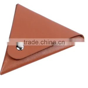 Brown Mini Leather Coin Purse Wallet With Triangle Shape for Laldies thumbnail-2