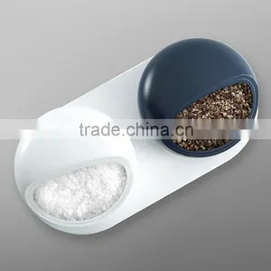 Plastic White Black Seasoning Pot Pepper Salt Containers Rotable Condiment Cans Kitchen Tools thumbnail-1
