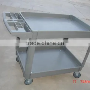 Low Price Large Deluxe 2 Shelf Plastic Utility & Service Cart thumbnail-1