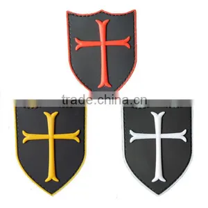 Cross Crusader Shield Navy Seal Devgru Red Usa Army Tactical Swat Patch Rubber 3d PVC Morale Badge Army Military Patches thumbnail-1