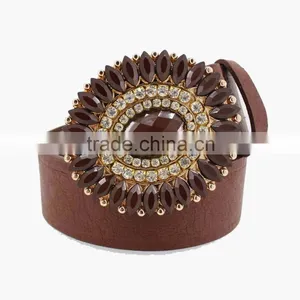 Vintage Style Women's Fashion PU Brand Belt With Shiny Rhinestone Square Shape Buckle thumbnail-2