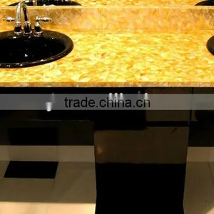 Yellow Mother of Pearl Oyster Mosaic Shell Wall Tile thumbnail-1