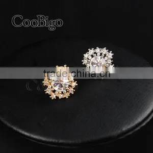 Fashion Jewelry Rhinestone Snowflake Cuff-Link Gold Silver Unisex Chirstmas Party Gift Promotion Apparel Accessories thumbnail-2