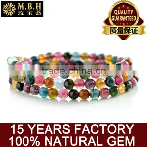 Gemstone Bracelet Three Rings Natural Tourmaline Bracelet Hand on Multi Ring Multilayer Fashion of Multicolored Jewelry thumbnail-1
