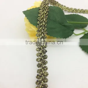 New Design 10mm Thin Black and Gold Gimp Lace Trim thumbnail-1