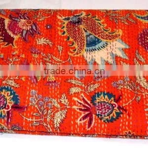 Cotton Reversible Quilt/ Wedding Kantha Quilt Textile/ Vintage Kantha Throw, Cotton Bedroom Bediing Handmade Floral Gudri Bedspr thumbnail-4