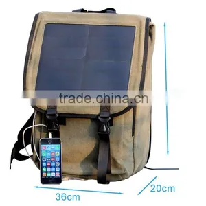 Brown Nylon Solar Chargeable Backpack Solar Panel Bag thumbnail-2