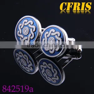 Beautiful Pattern Cufflink,Blue Enamel Cufflink thumbnail-1