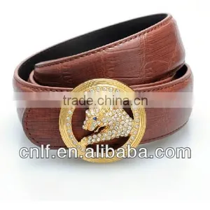 Pure Leather Belt & Leopard Rhinestone Buckle for Women, Leather Belt Factory Direct Selling thumbnail-1