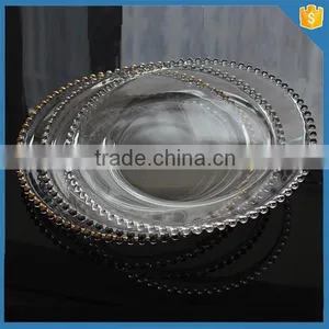 LXHY-P007 Wholesale Rimmed Clear Glass Beaded Charger Plate Quality Choice thumbnail-1
