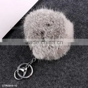 10cm Big Fur Pom Pom Keychain Rabbit Fur Keychain thumbnail-6
