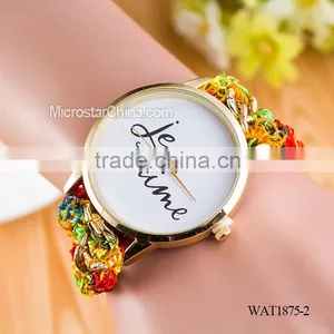 New Classic Geneva Ethnic Braided Analog Quartz Chain Jetaime Stainless Steel Watch thumbnail-2