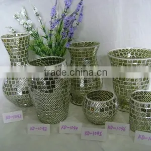 Mosaic Glass Vase and Candle Holder With Electroplating Patern thumbnail-6