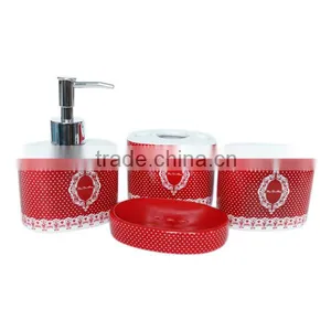 Home Garden Red Bathroom Accessories Sets thumbnail-3