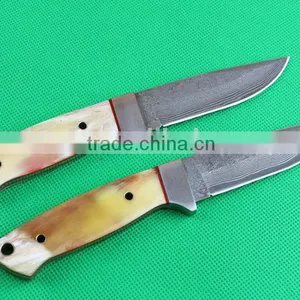 OEM Damascus Blank Blade Knife With Leather Sheath thumbnail-4