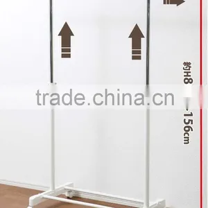 Extendable Single Bar Clothes Hanging Stand Garment Rack White thumbnail-1