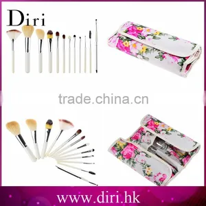 Newest 12Pcs Professional Cosmetics Make Up Brushes Set With Rose PU Leather Case thumbnail-1