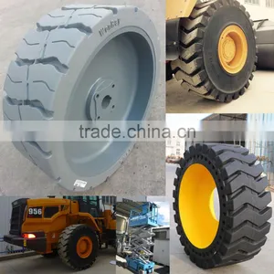 Lifting Platform Tires and Wheels, Cut and Puncture Proof Industrial Tires 23.5-25 15x5 thumbnail-1