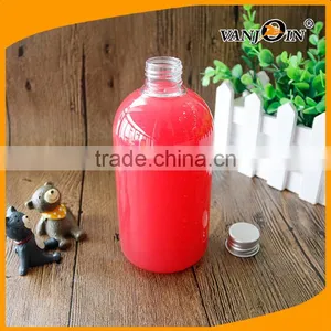 400ml Empty PET Plastic Clear Boston Bottles With Aluminum Cap thumbnail-1