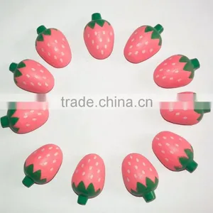 Hand Painted Flat Wood Strawberry Stick On thumbnail-1