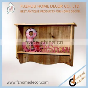 Living Room Book Shelf With Sandal or Rustic Wood Color and Metal Hook for Wall Decoration thumbnail-3